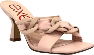 Ex&eacute; Womens Chain-Link Strap Heeled Slide Sandal In Pink