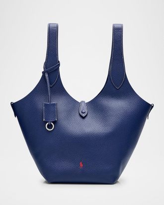Polo Ralph Lauren Poly Play Medium Pebbled Leather Tote Bag