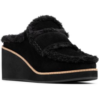 Donald J Pliner Faux Shearling Lined Wedge Clog in Black at Nordstrom Rack, Size 6.5