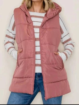 Staccato Go With The Flow Hooded Puffer Vest In Pink