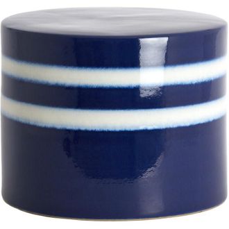 Light & Living Light&living - Tavolino mooca in ceramica blu scuro e bianco - &Oslash;42x34 cm