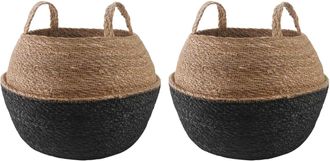 vidaXL Maceta Con Asas 2 Uds. Negro &Oslash; 45 X 36 Cm 100% Hierba Marina Vidaxl