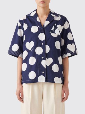 Jacquemus Marin Short-Sleeved Cotton Shirt with Heart Print
