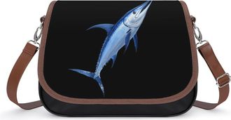 Generic Blue Marlin Fish Small Womens Crossbody Bags Shoulder Handbag with Adjustable Strap for Travel