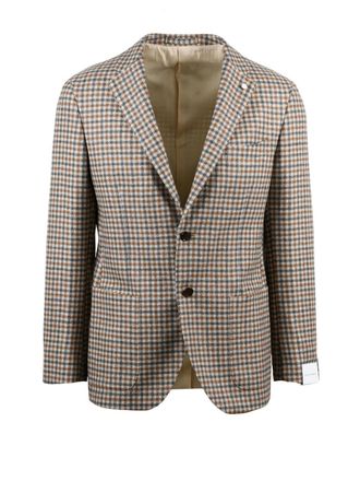 Lubiam Rounded Jacket with Classic Checkered Pattern
