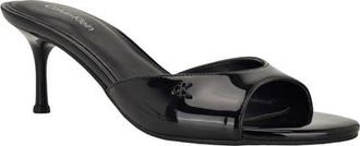 Calvin Klein Vixie Slide Sandal in Black Patent at Nordstrom, Size 9.5