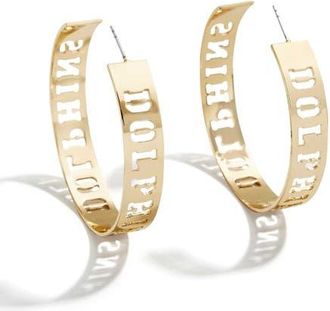 WEAR by Erin Andrews x Baublebar Gold Miami Dolphins Large Cutout Hoop Earrings at Nordstrom