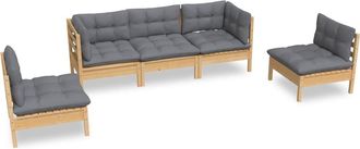 vidaXL Juego De Muebles De Jard&iacute;n 5 Pzas Y Cojines Madera Maciza Pino Vidaxl