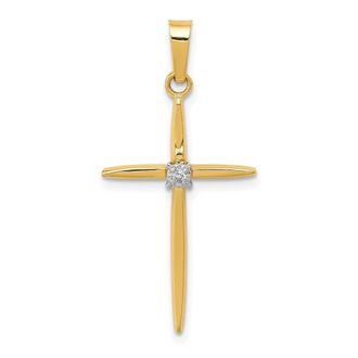 Diamond2Deal 14k Yellow Gold Diamond Polished Passion Cross Pendant