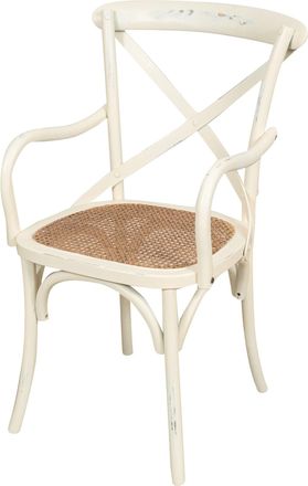 Biscottini International Silla De Cocina Silla De Madera Y Rat&aacute;n 90x52x44 Cm Sill&oacute;n Con Brazos R&uacute;sticos Silla De Comedor Moderna Thonet Vintage