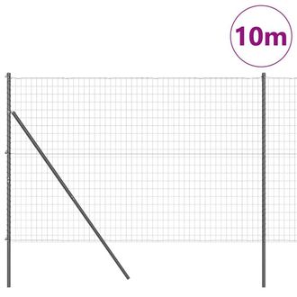 Berkfield Home Modern Euro Fence with 7 Posts 1.5x10 m Galvanised Steel Grey in Dark Grey