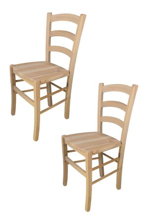 Tommychairs Tommychairs - Set 2 Sedie Modello Venezia Per Cucina Bar E Sala Da Pranzo, Robusta Struttura In Legno Di Faggio Levigato, Non Trattato, 100% Naturale 