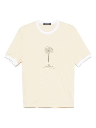 Jacquemus Beige T-Shirt with Palm Tree Logo