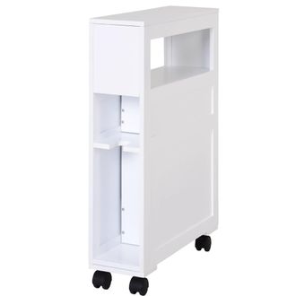 HOMCOM 72x16cm Narrow Bathroom Storage Unit 2 Drawers Open Top 4 Wheels Slimline | TJ Hughes