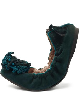 Miu Miu 3D-detailed ballet flats - women - Suede/Rubber/Leather - 38 - Green