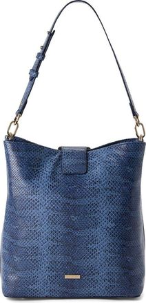 Brahmin Celina Croc Embossed Leather Bucket Bag in Navy at Nordstrom