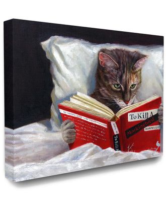 Stupell Industries Reading Cat Painting