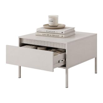 Dmora Mesa De Sal&oacute;n Kasinela, Un Caj&oacute;n, Con Patas, Forma Cuadrada, 68x48x68h Cm Beige