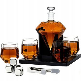 OEM Juego De Whisky Premium Con Jarra De Diamantes Y 4 Vasos. Regalo Ideal Para Cumplea&ntilde;os Y Fiestas