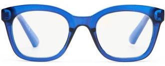 The Book Club The Beatrix 48mm Square Blue Light Blocking Reading Glasses in Crystal Inkwell at Nordstrom, Size +1.00