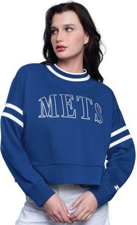 Starter Womens Starter Royal New York Mets Power Play Cropped Pullover Sweatshirt at Nordstrom, Size Xx-Large