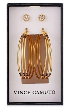Vince Camuto Set of 2 Earrings in Gold Tone at Nordstrom Rack