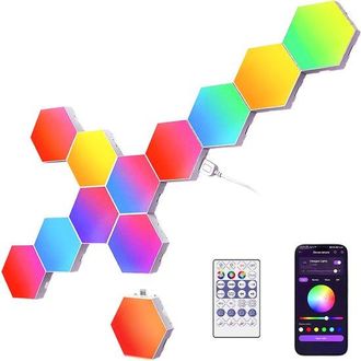 OEM L&aacute;mpara De Decoraci&oacute;n Inteligente Para Videojuegos, Luz Led Hexagonal, 12 Piezas, L&aacute;mpara De Pared Rgb Sincronizaci&oacute;n M&uacute;sica Control Aplicaci&oacute;n