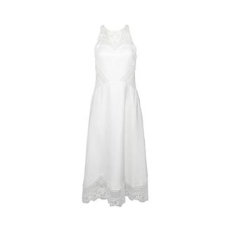 Twinset Midi Dresses, female, White, Size: L Asymmetric Waist Embroidered Midi Dress