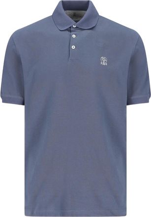 Brunello Cucinelli Poloshirt met geborduurd logo - Blauw