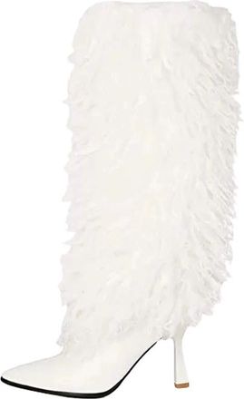 Generic Womens Sexy Knee High Dress Boots Pointed Toe Super High Stiletto Heel Slip On Design With A Warm Lining