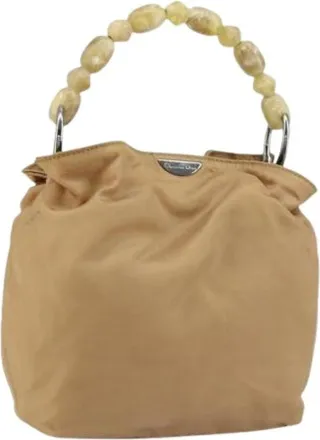 Dior Pre-owned Handbags, female, Beige, Size: ONE SIZE Pre-owned Vintage Nylon Hand Bag
