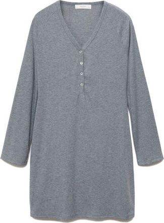 Mango Rib Knit Nightgown in Medium Heather Grey at Nordstrom, Size X-Small