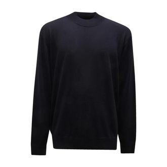 Paolo Pecora Round-neck Knitwear, male, Blue, Size: 2XL Extrafine Merino Turtleneck Sweater