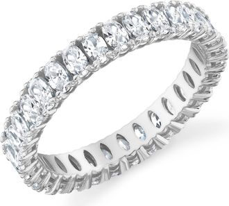 Crislu Oval Cubic Zirconia Eternity Band Ring in Pure Platinum /Clear Stone at Nordstrom, Size 8