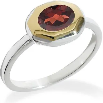 Tiramisu Silver Plated 0.96 Ct. Tw. Garnet Solitaire Ring