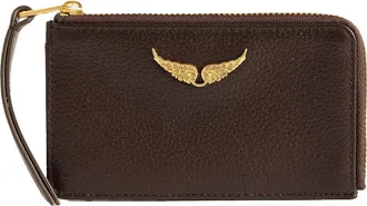 Zadig&Voltaire Zip Leather Card Case in Brownie at Nordstrom