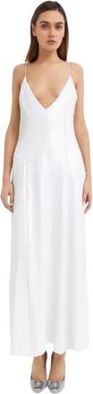 Khaite Witte Sequin Maxi Jurk - Dames - Maxi kleedjes - Wit - M - Leer - Kleedjes
