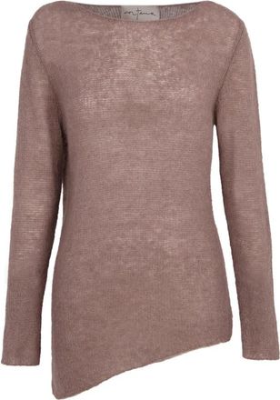 Cortana Alpaca Merino Zijde Jersey met Lange Mouwen - Dames - Ronde hals truien - Bruin - M - Wol - Truien & Vesten