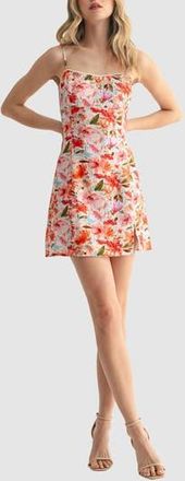 All in Favor Sleeveless Fit & Flare Minidress in Blue Red Floral at Nordstrom Rack, Size Large
