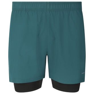 ENDURANCE Kros 2-in-1 Shorts Laufshorts f&uuml;r Herren | blau/t&uuml;rkis