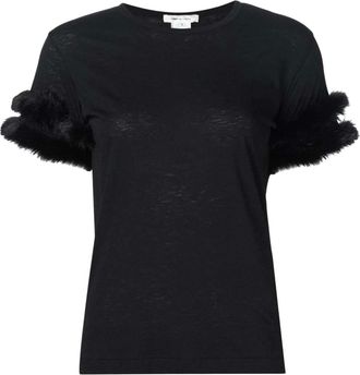 Comme Des Gar&ccedil;ons Black Crew Neck Fur Sleeves T-Shirt