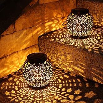 OEM Farol Solar Para Exterior, Paquete De 2 Luces Led Solares Para Jard&iacute;n, Ip65, Impermeable, Blanco C&aacute;lido, Colgante, Para Patio, Terraza, Jard&iacute;n, Mesa, 