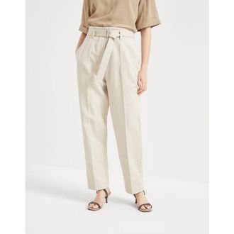 Brunello Cucinelli Light Beige Linen Trousers, Brand Size 38 (US Size 4)