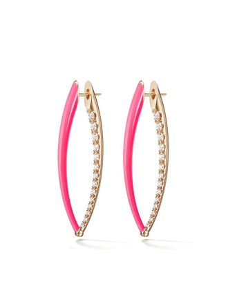 Melissa Kaye 18kt yellow gold and diamond Cristina large hoop earrings - Pink