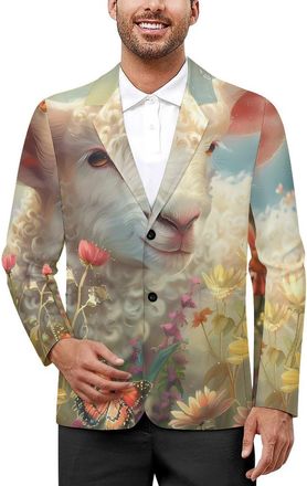Generic Cute Sheep Mens Suit Jacket 2 Button Blazer Casual Business Party Dress Coats L