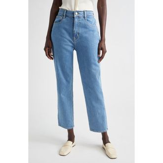 St. John Isabel High Waist Ankle Straight Leg Jeans in Light Denim Wash at Nordstrom, Size 14