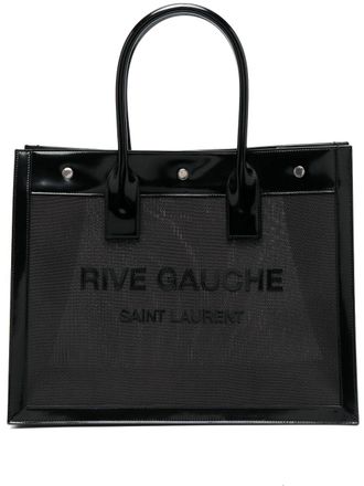 Saint Laurent Rive Gauche patent-finish tote bag - Black
