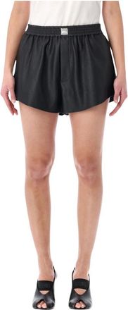 Maison Margiela Korte Broeken, Dames, Zwart, S, Leer, Faux Leather Shorts