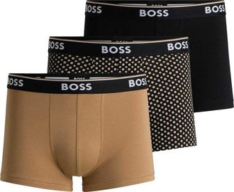 HUGO BOSS Heren Bodywear Logo Boxershorts (Set van 3) (Zwart/Beige)