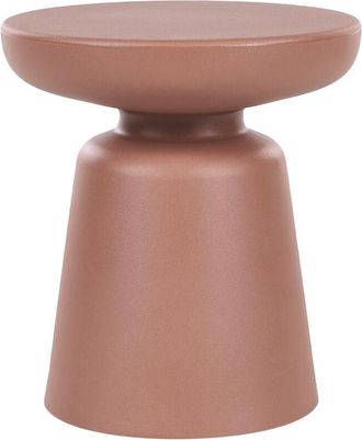 Beliani Accent Side Table Golden Brown Synthetic Material &oslash; 39 cm Indoor and Outdoor Rust and Water Resistant TOFET